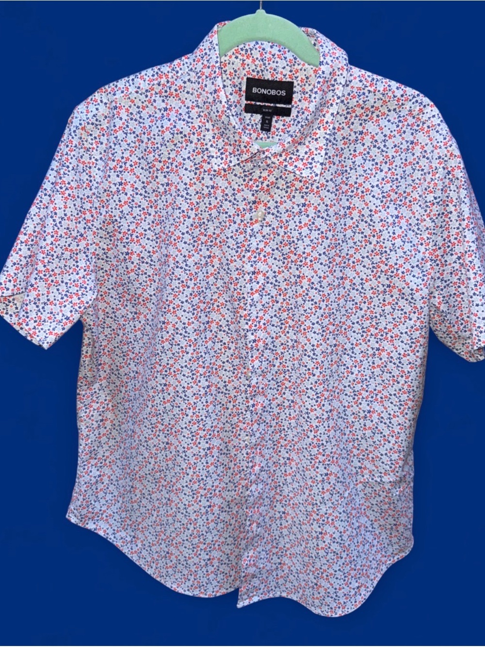 Bonobos Short-Sleeve Button-Down with Orange and Navy Floral Print - Slim Fit